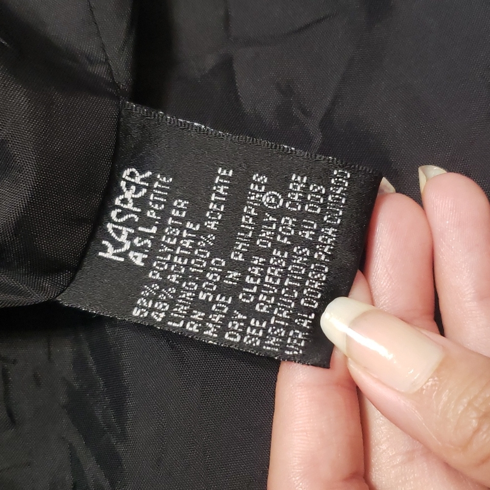Vintage KASPER Ladies Formal Black Button Up Short Sleeved Fitted Blazer Blouse - Picture 6 of 7